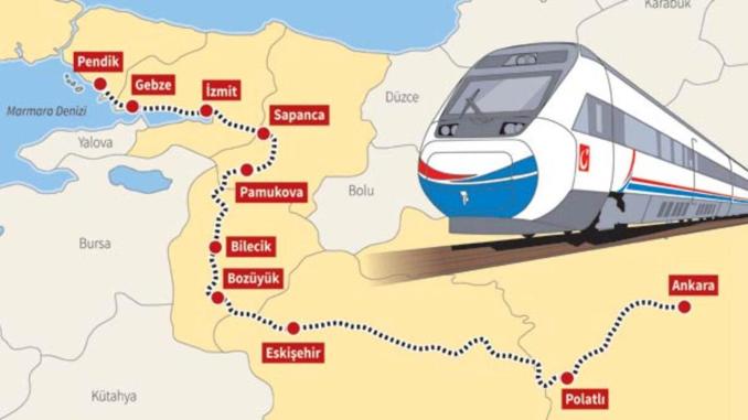 Ankara İstanbul Hızlı Tren Hattı Güzergah Haritası - OtonomHaber